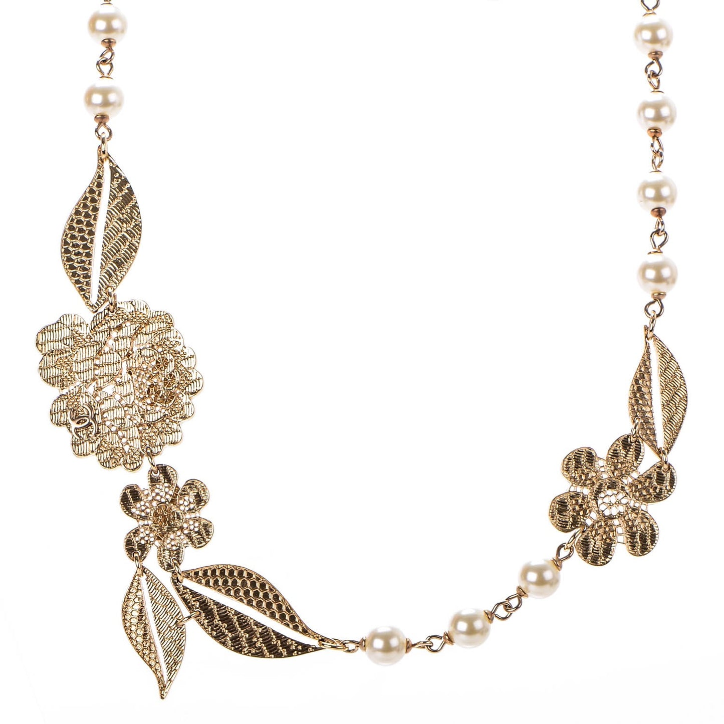 Pearl Camellia Necklace Gold