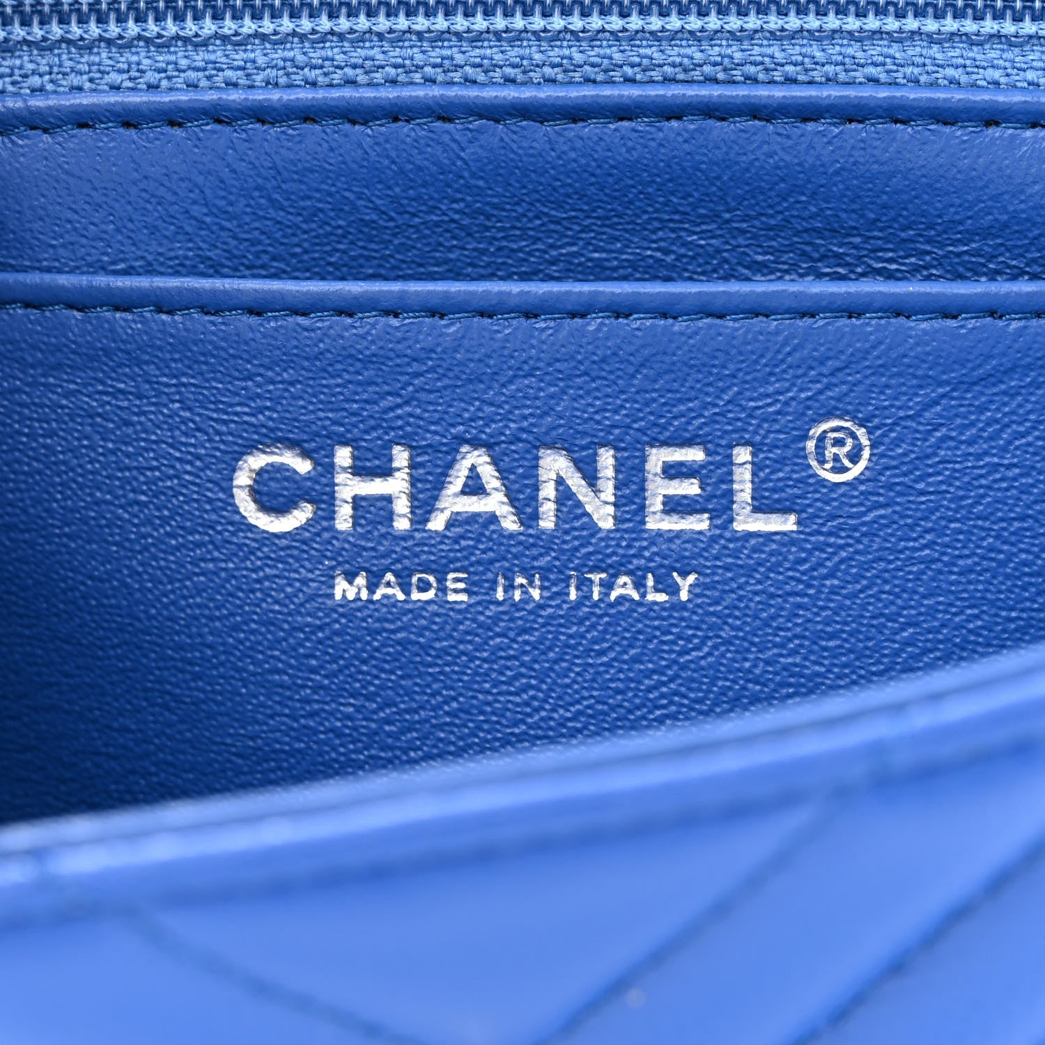 Chanel Caviar Chevron Quilted Mini Square Flap Blue 6 of 10