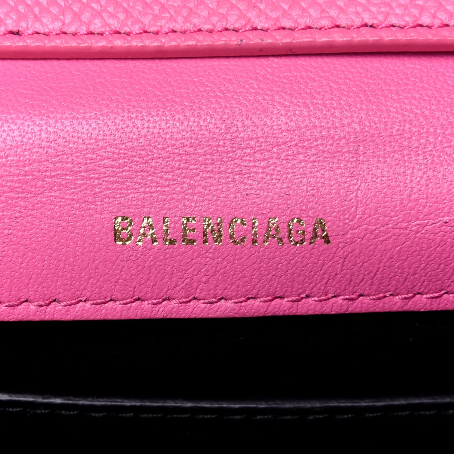 Signature Grained Calfskin Logo Print Ville Day Bag XS Rose Bubblegum Black
