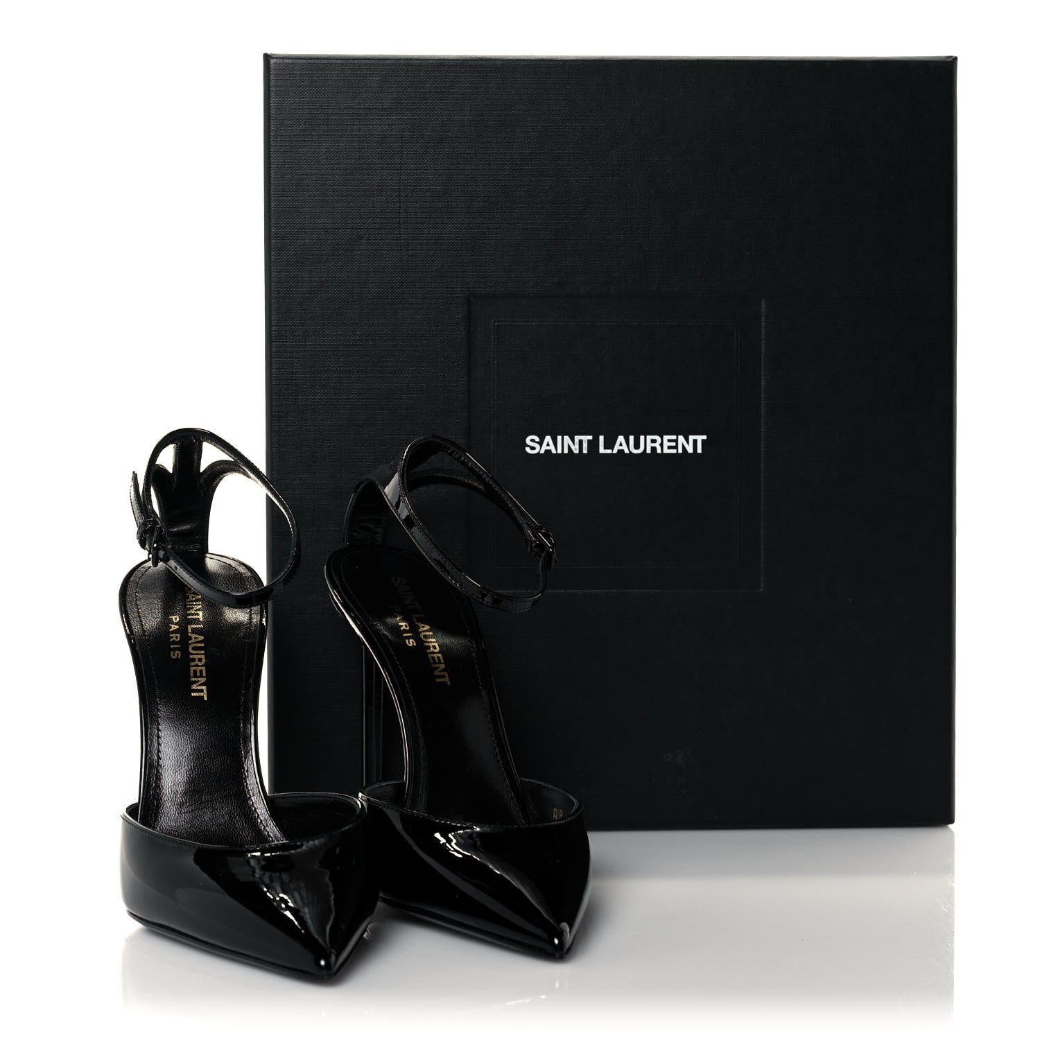 Saint Laurent Patent Calfskin Zoe 105 Ankle Strap Pumps 36 Black 9 of 9