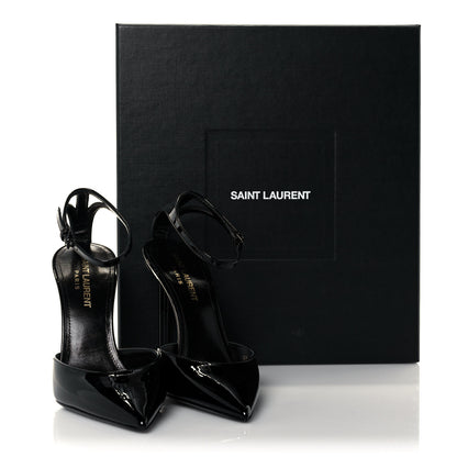 Saint Laurent Patent Calfskin Zoe 105 Ankle Strap Pumps 36 Black 9 of 9