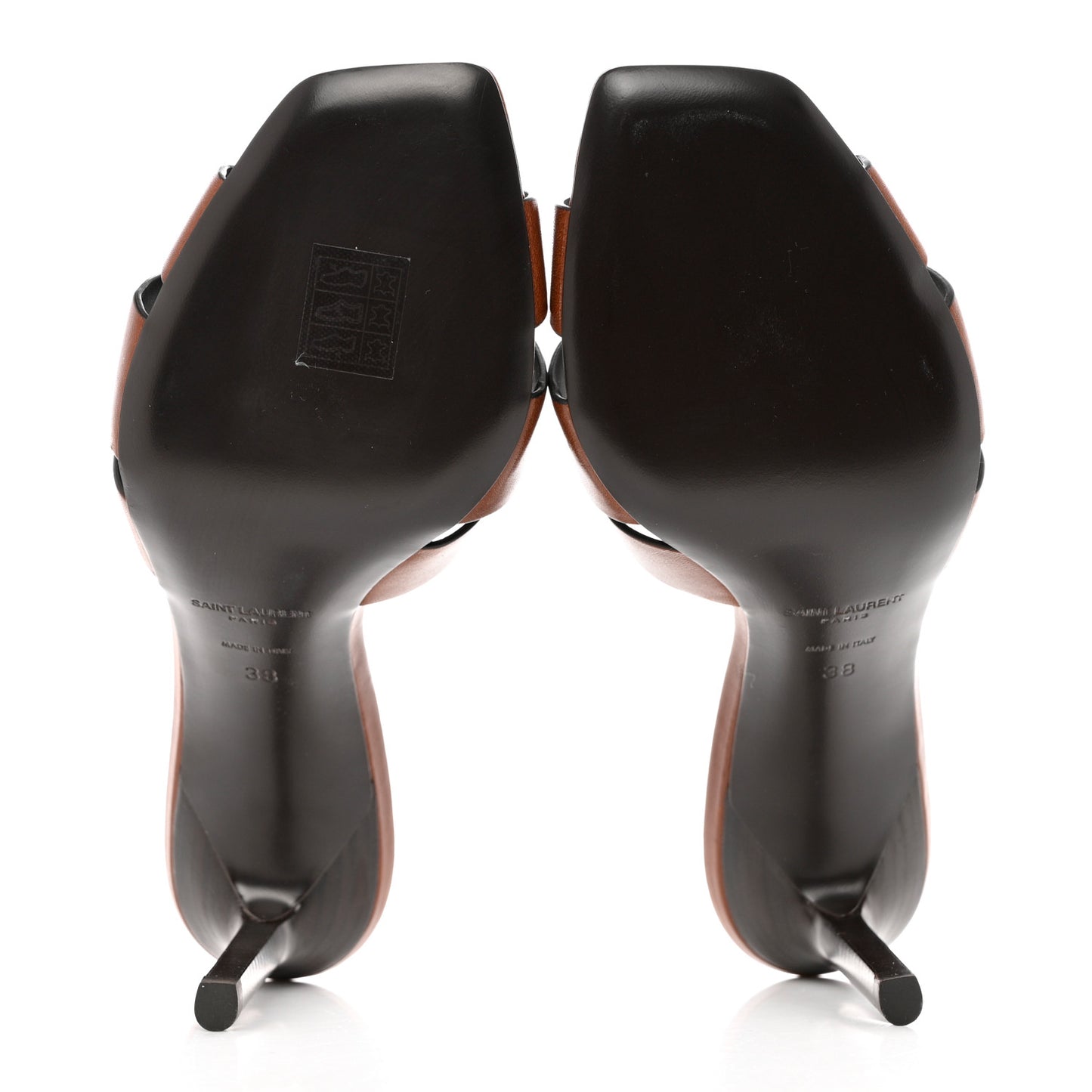 Calfskin Tribute 85 Slide Sandals 38 Amber