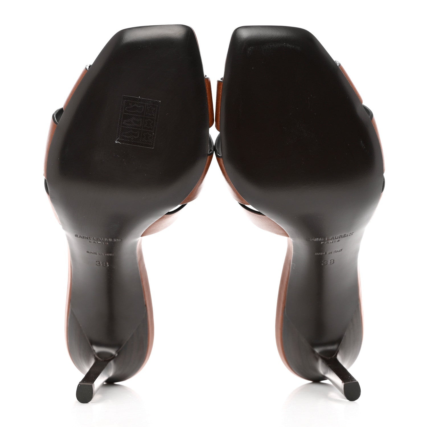 Saint Laurent Calfskin Tribute 85 Slide Sandals 38 Amber 5 of 11