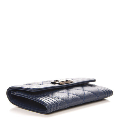 Chanel Grained Calfskin Quilted Boy Card Holder Wallet Dark Blue 4 of 7