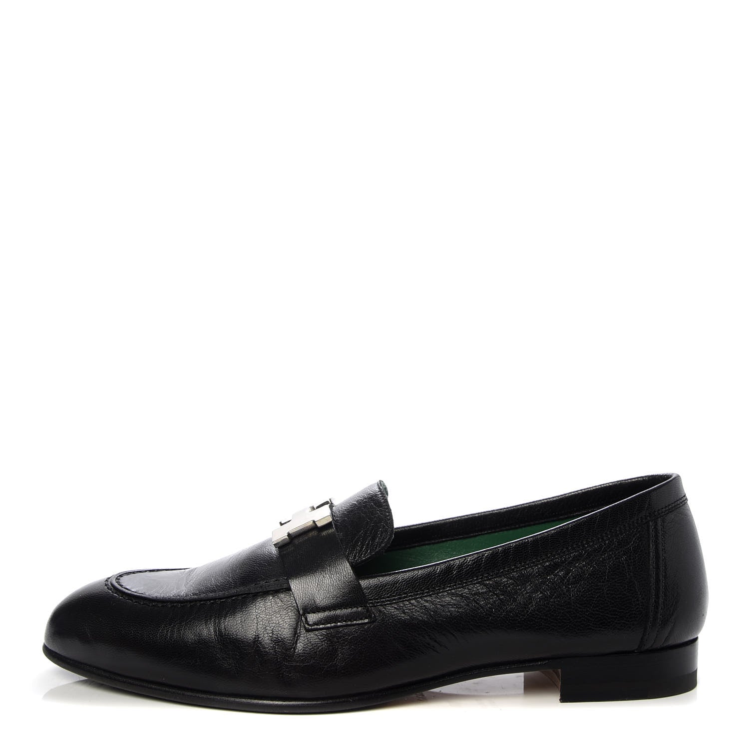 Hermes Goatskin Mens Paris Loafers 38 Black 1 of 10