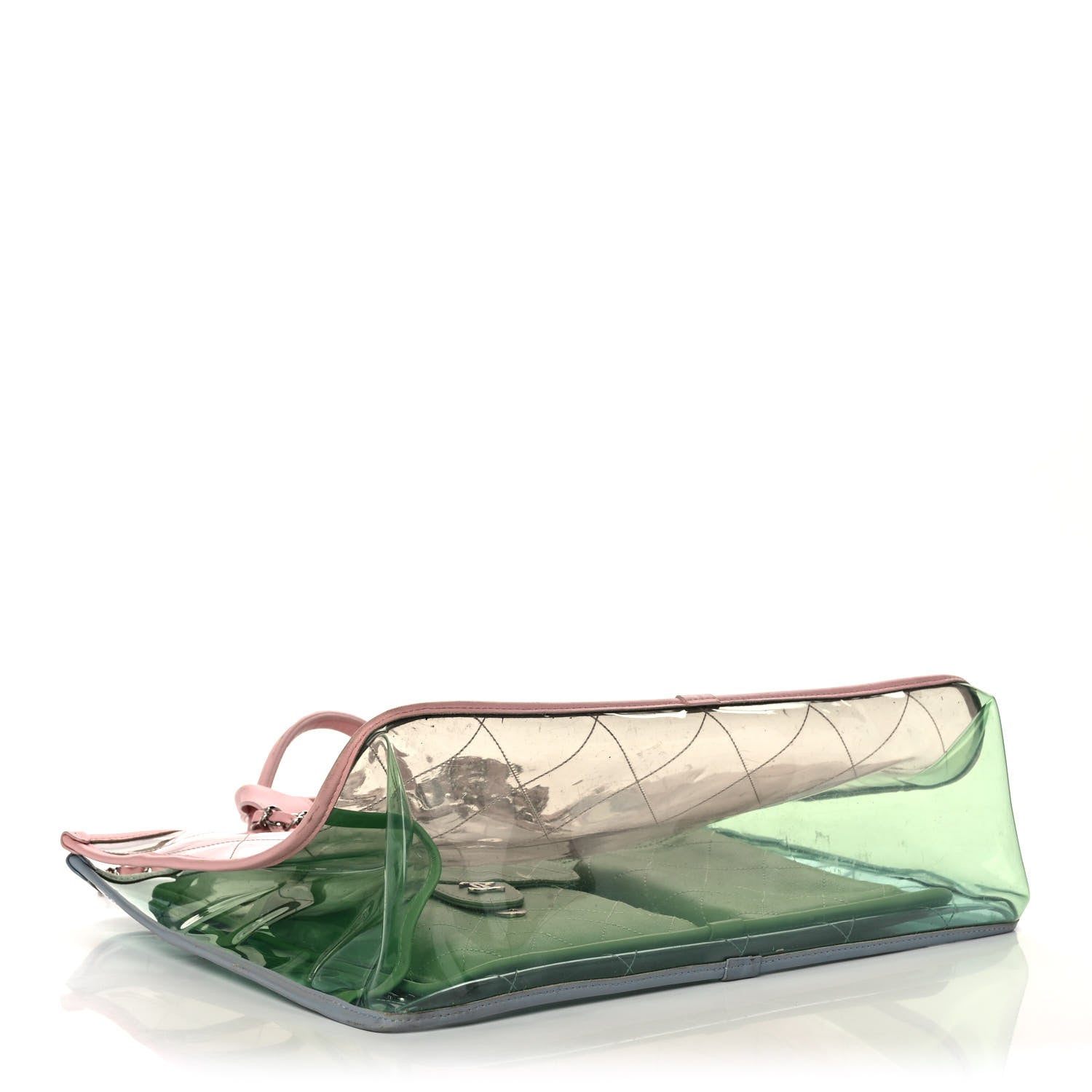 Chanel PVC Lambskin Stitched Medium Coco Splash Shopping Bag Green Pink 4 of 15