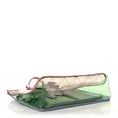 Chanel PVC Lambskin Stitched Medium Coco Splash Shopping Bag Green Pink 4 of 15