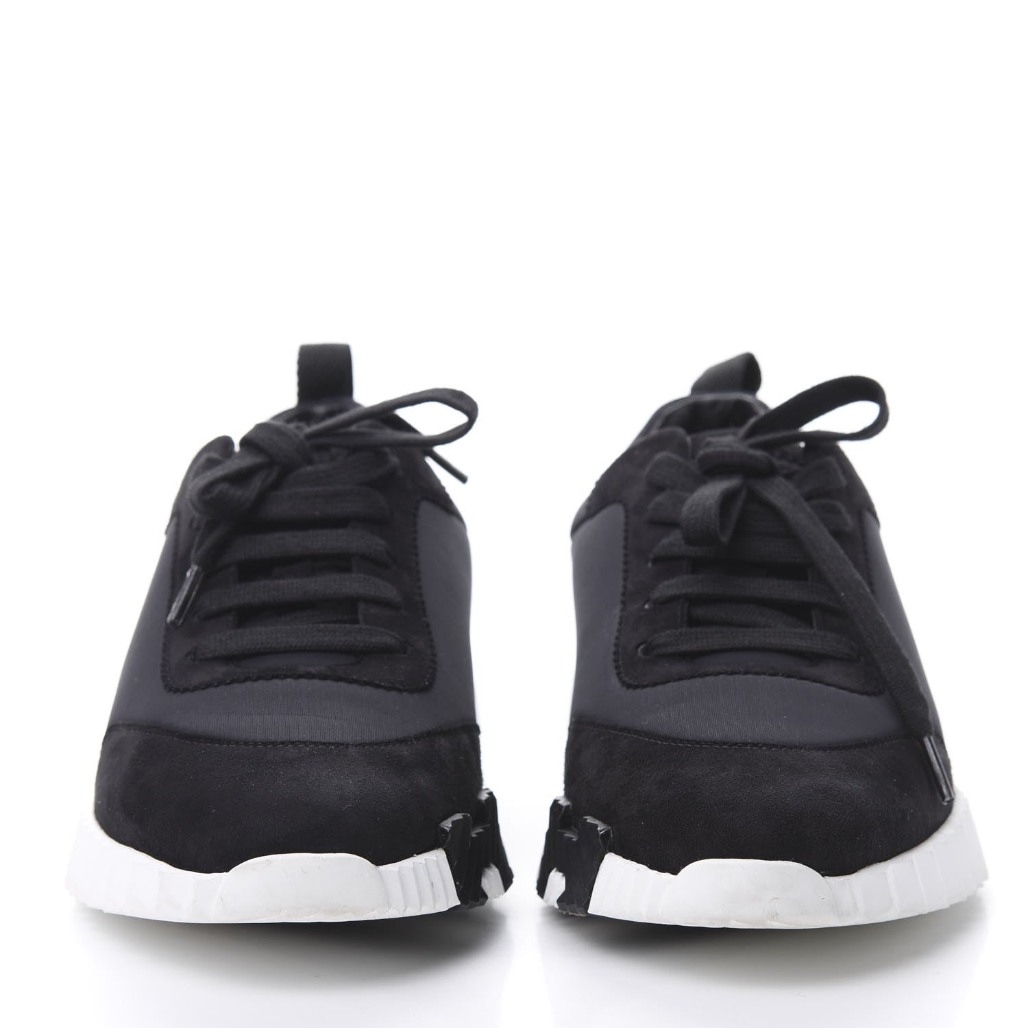 Hermes Technical Jersey Suede Goatskin Bouncing Sneakers 37 Black White 2 of 8
