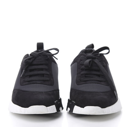 Hermes Technical Jersey Suede Goatskin Bouncing Sneakers 37 Black White 2 of 8