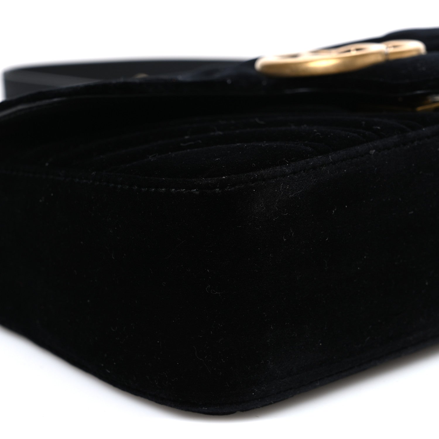 Gucci Velvet Matelasse Mini GG Marmont Shoulder Bag Black 9 of 10