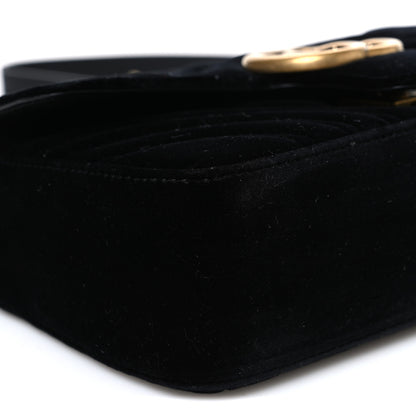 Gucci Velvet Matelasse Mini GG Marmont Shoulder Bag Black 9 of 10