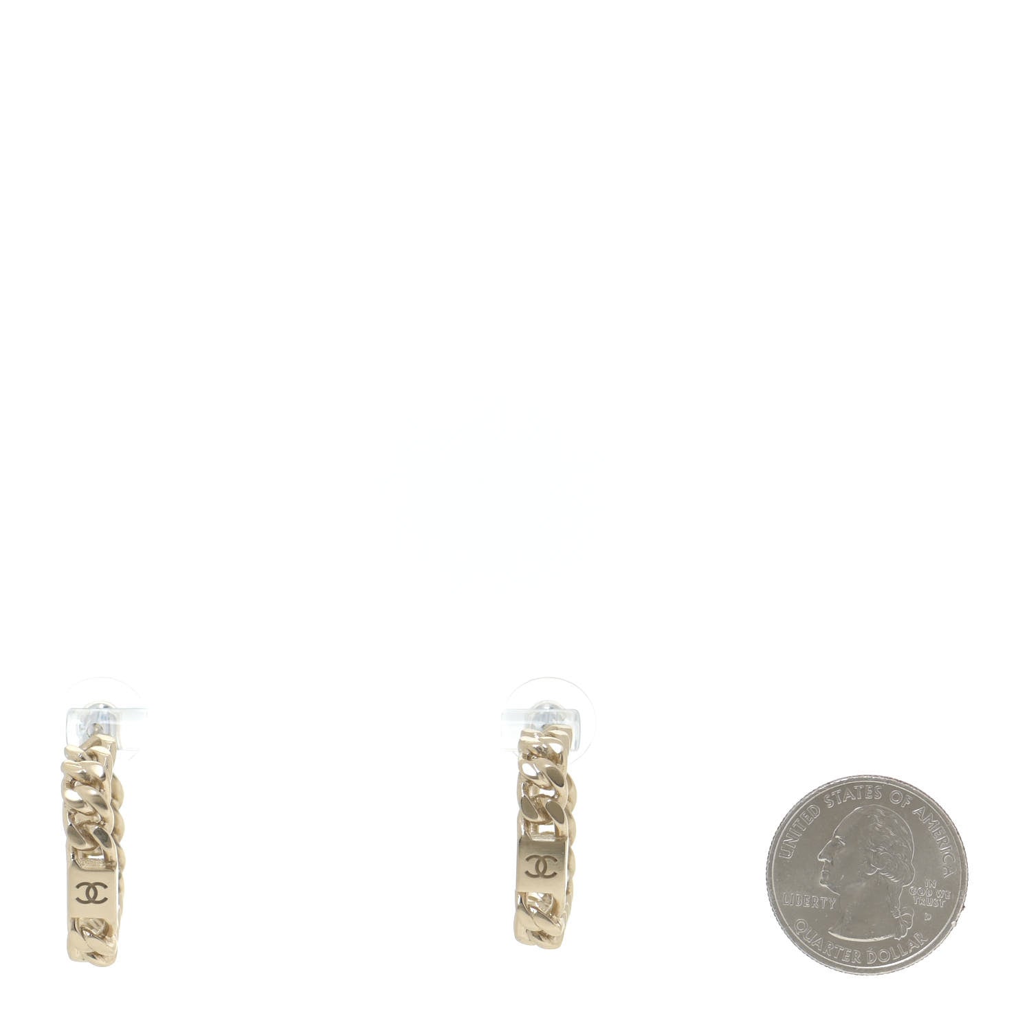 Chanel CC Chain Hoop Earrings Gold 2 of 6