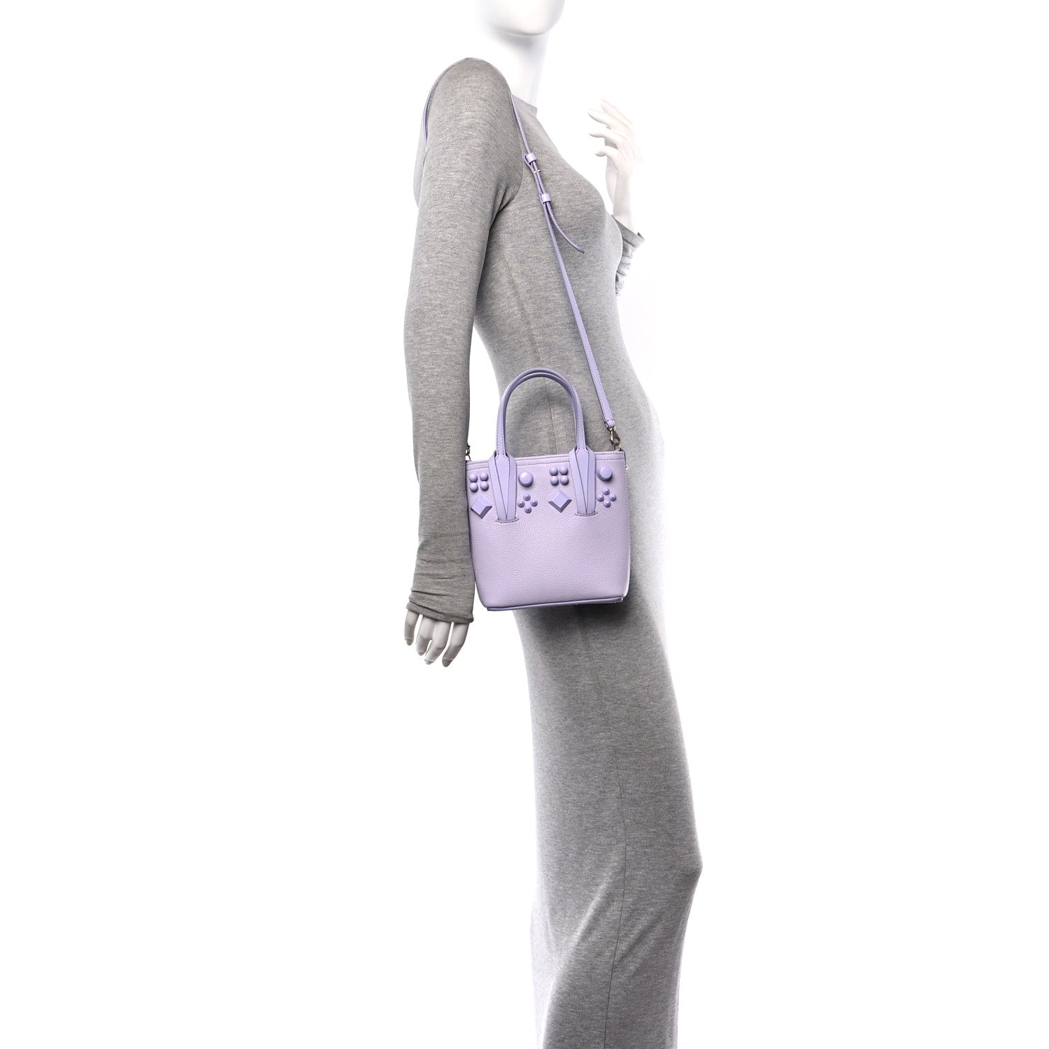 Christian Louboutin Calfskin Empire Spike Studded Mini North South Cabata Tote Lilac Smoke 2 of 11
