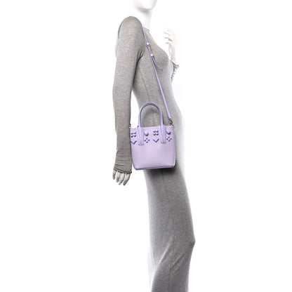 Christian Louboutin Calfskin Empire Spike Studded Mini North South Cabata Tote Lilac Smoke 2 of 11