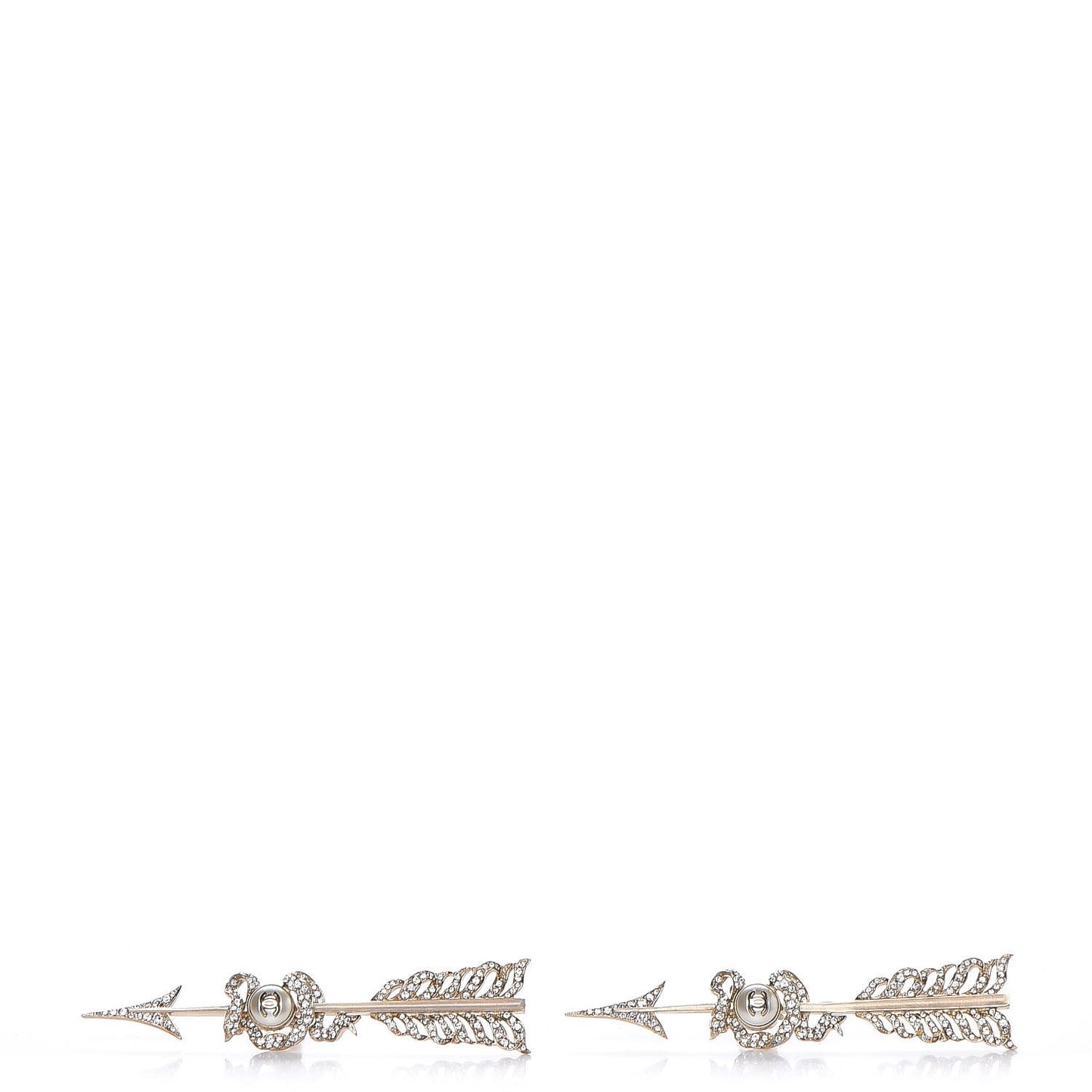 Crystal Pearl CC Arrow Clip On Earrings Gold