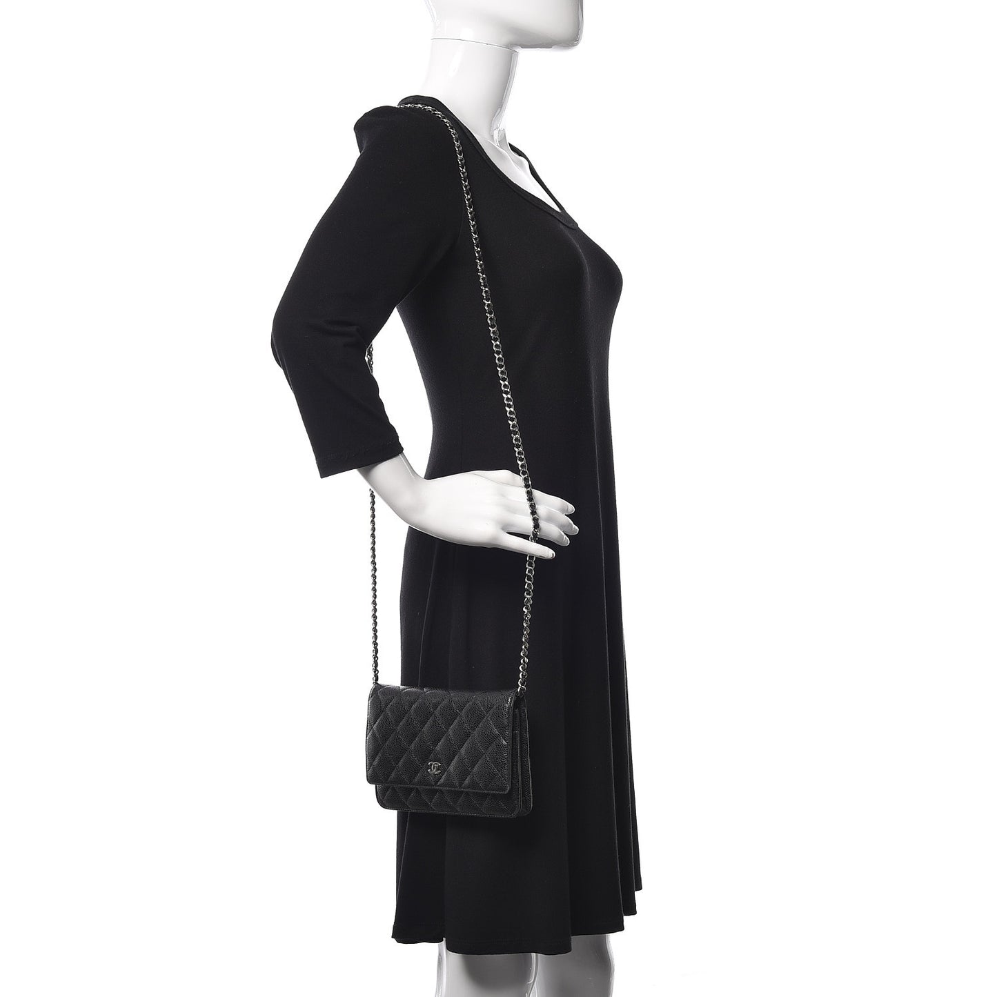 Caviar Quilted Wallet On Chain WOC Black