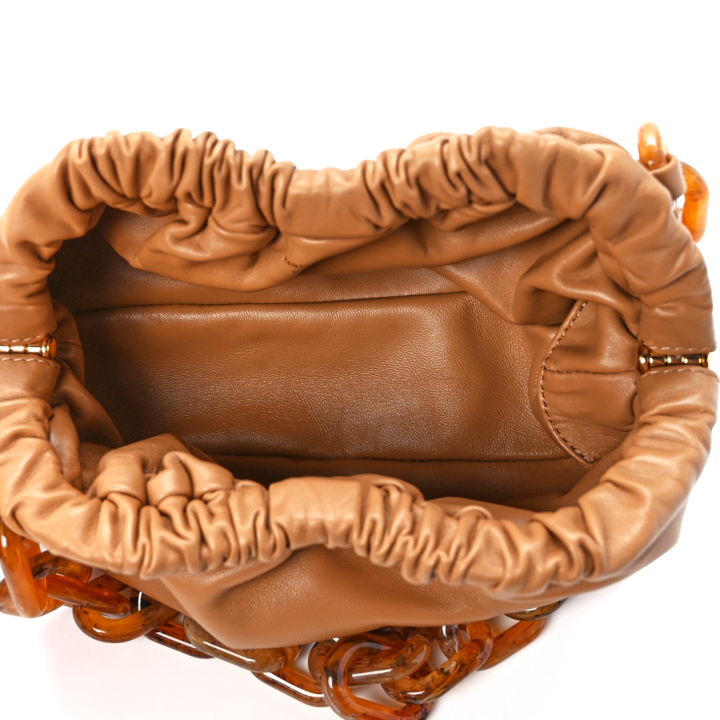 Lambskin Mini Twist Cloud Chain Clutch Caramel