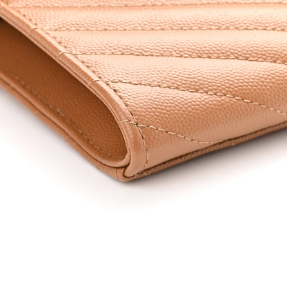 Saint Laurent Grain De Poudre Matelasse Chevron Monogram Cassandre Flap Pouch Natural Dark 9 of 9