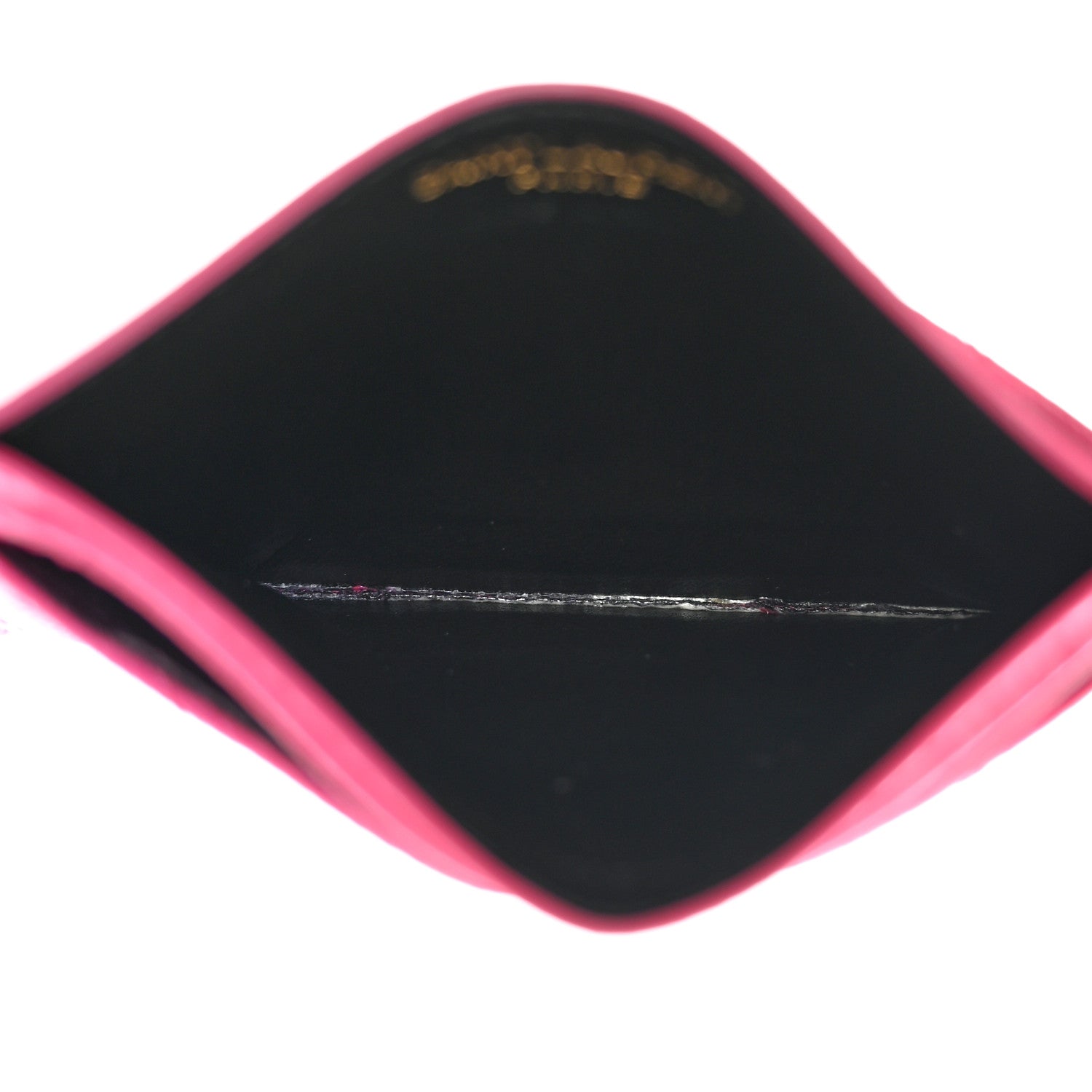 Saint Laurent Grain De Poudre Matelasse Chevron Monogram Credit Card Case Fresh Fuxia 5 of 8