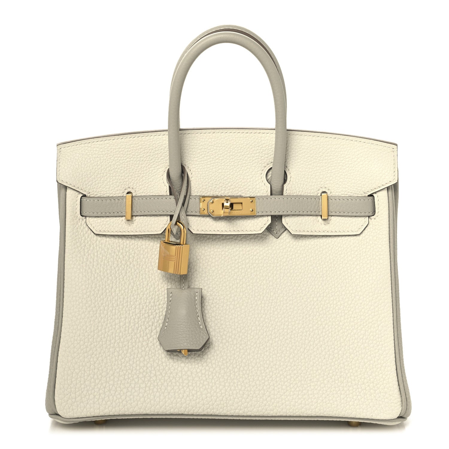 Hermes Togo Horseshoe Birkin 25 Craie Gris Tourterelle 1 of 13