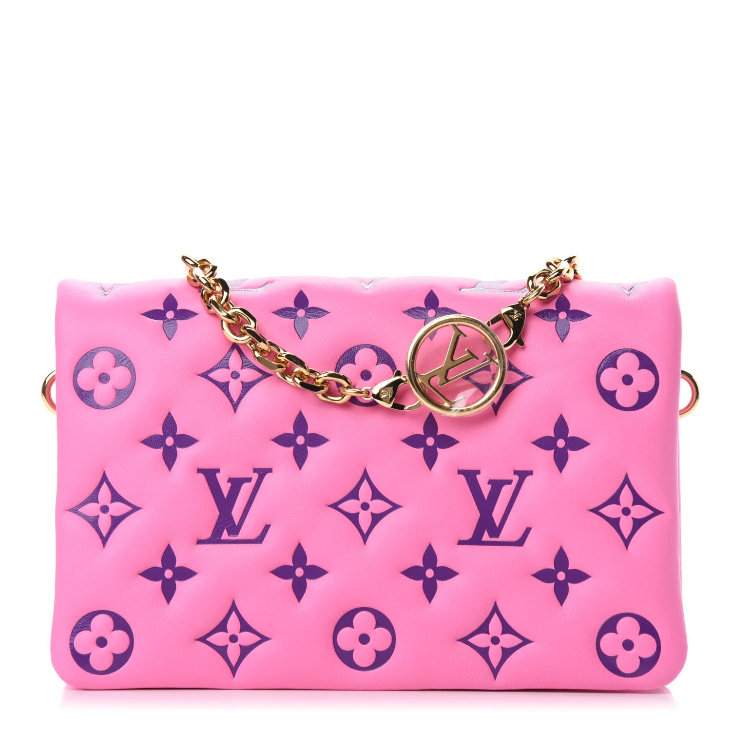 Louis Vuitton Lambskin Embossed Monogram Vuittamins Pochette Coussin Rose Violet 1 of 10