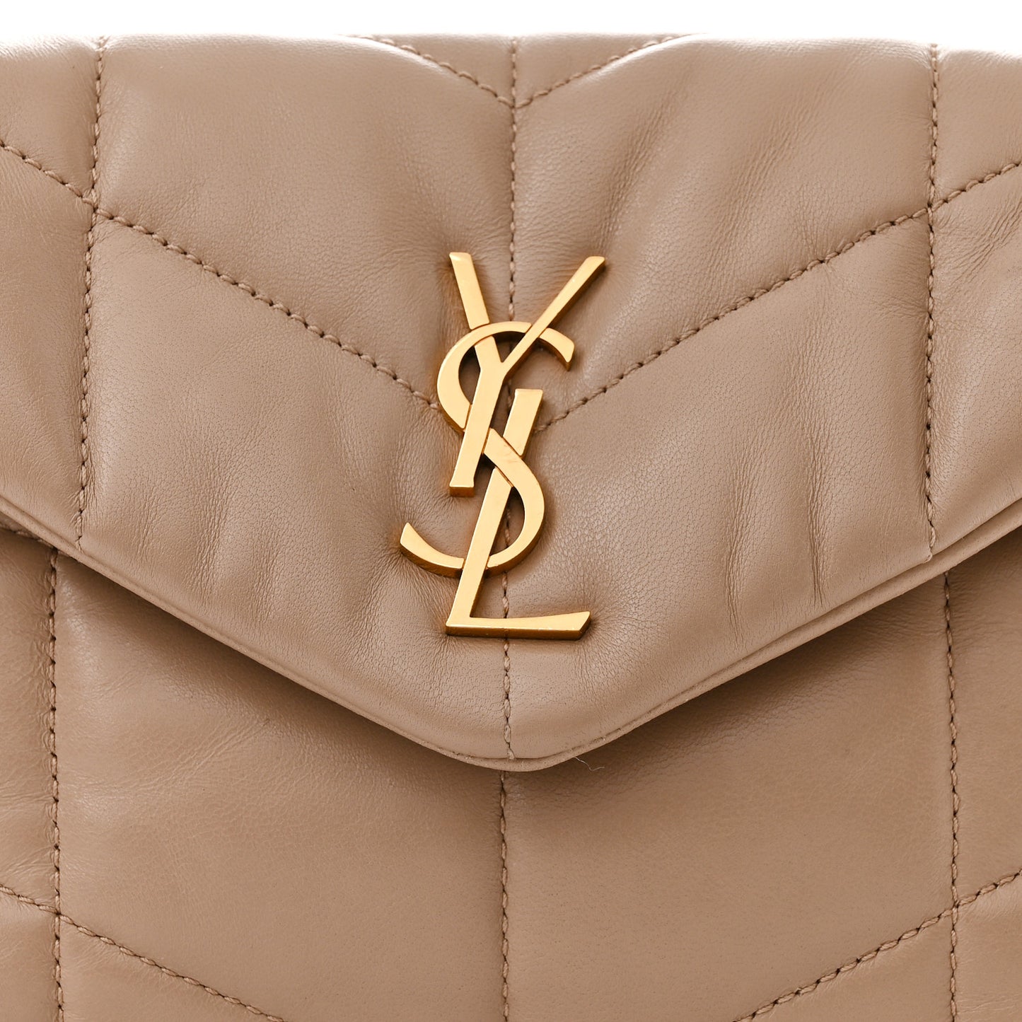 Lambskin Quilted Toy Loulou Puffer Monogram Chain Satchel Dark Beige