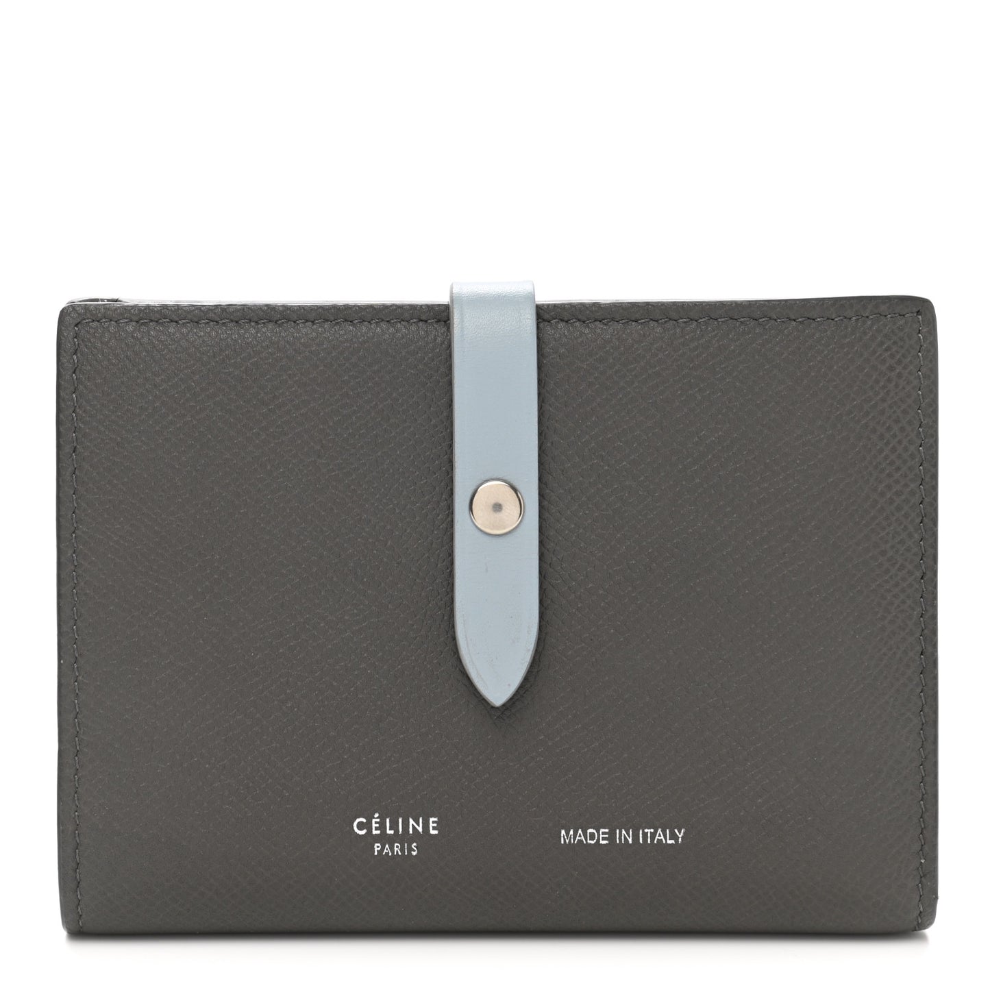 Grained Calfskin Medium Multifunction Strap Wallet Pebble Mineral