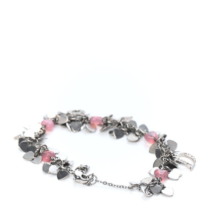 Christian Dior Metal Resin Crystal Rose Heart Charm Bracelet Pink 2 of 2