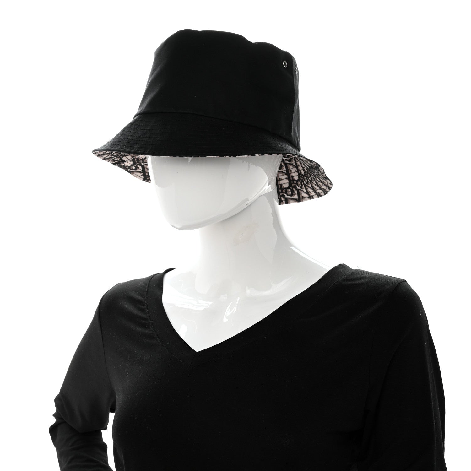 Christian Dior Oblique Reversible Teddy-D Brim Bucket Hat Black 11 of 12