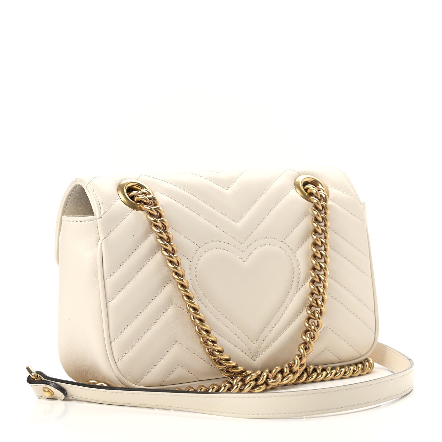 Gucci Calfskin Matelasse Mini GG Marmont Shoulder Bag White 3 of 9