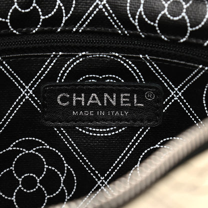 Chanel Coated Canvas Calfskin Camellia Printed Camera Case Black Beige 6 of 14