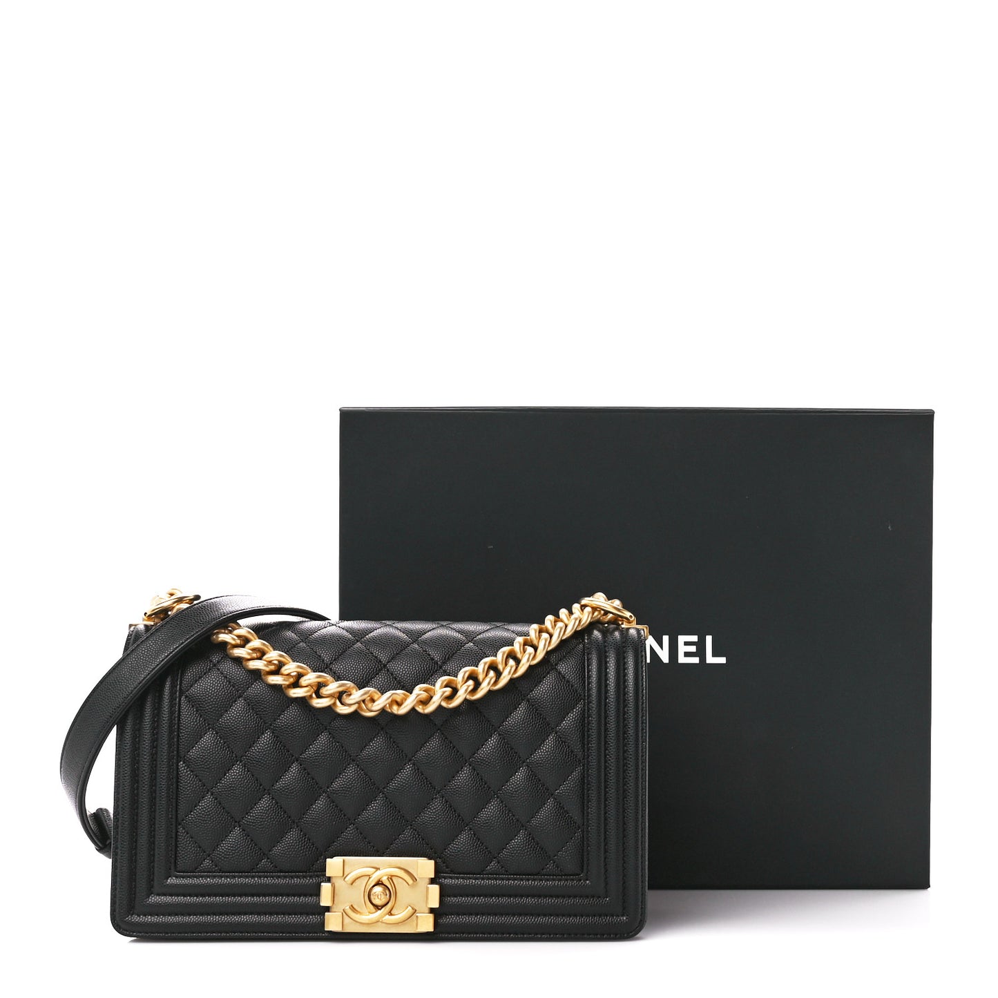 Caviar Quilted Medium Boy Flap Black