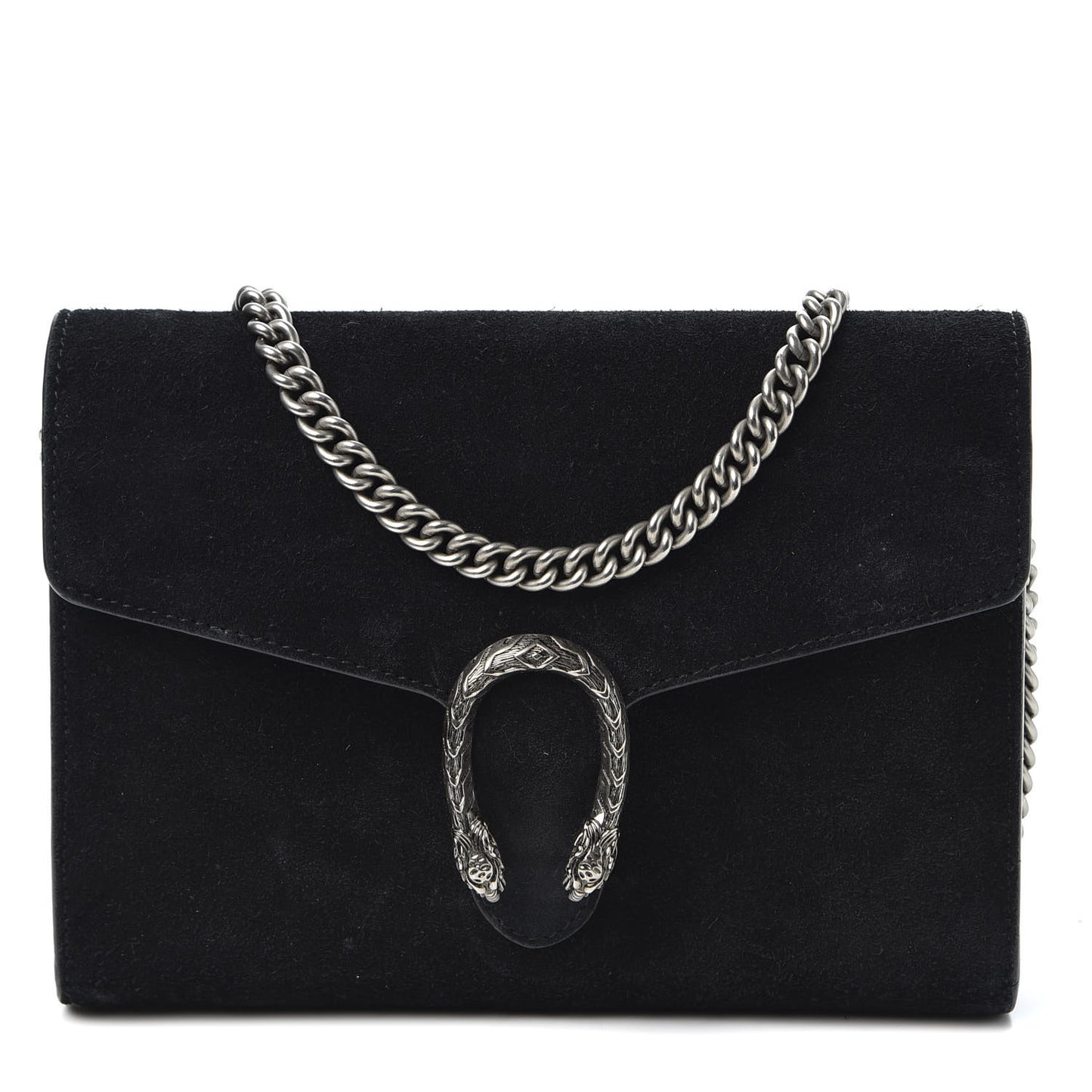Suede Mini Dionysus Chain Wallet Black