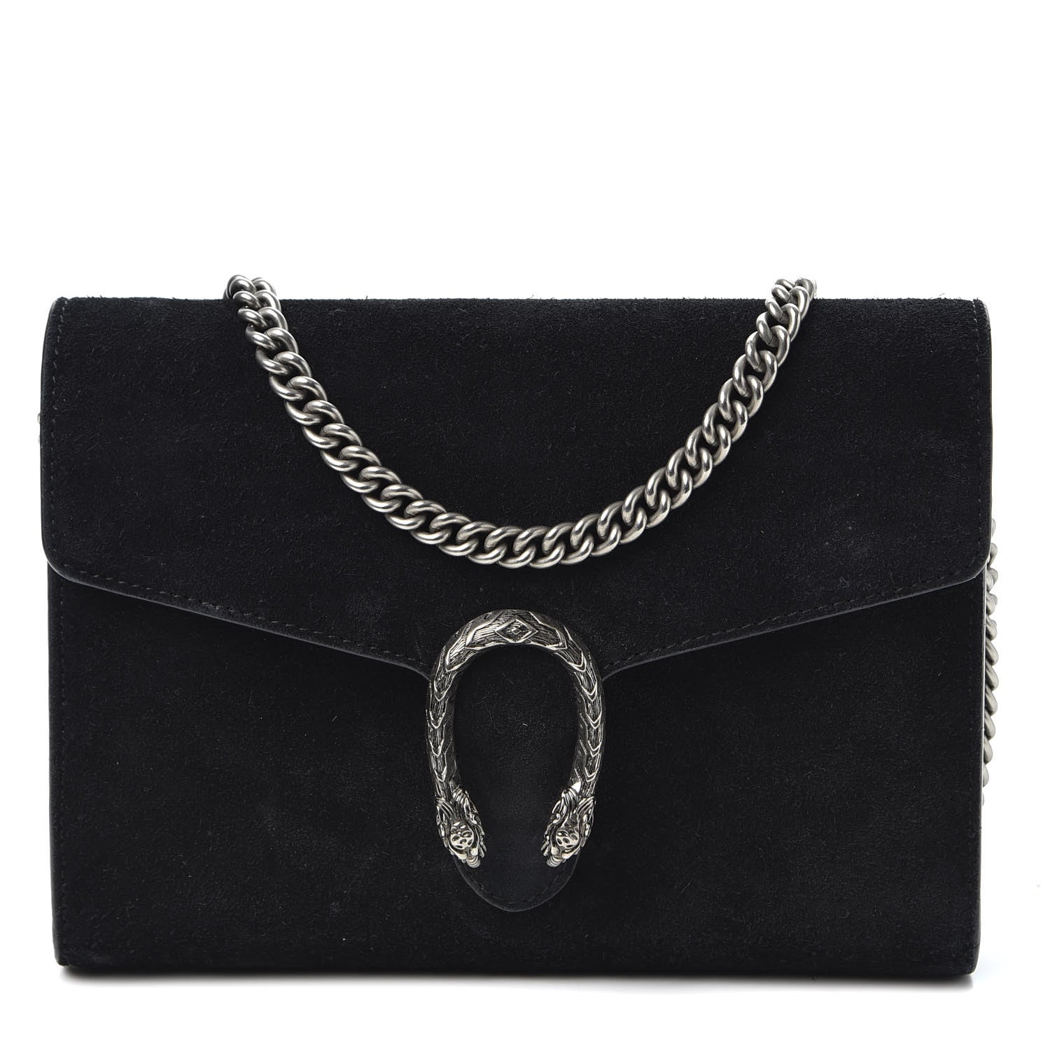Gucci Suede Mini Dionysus Chain Wallet Black 1 of 9