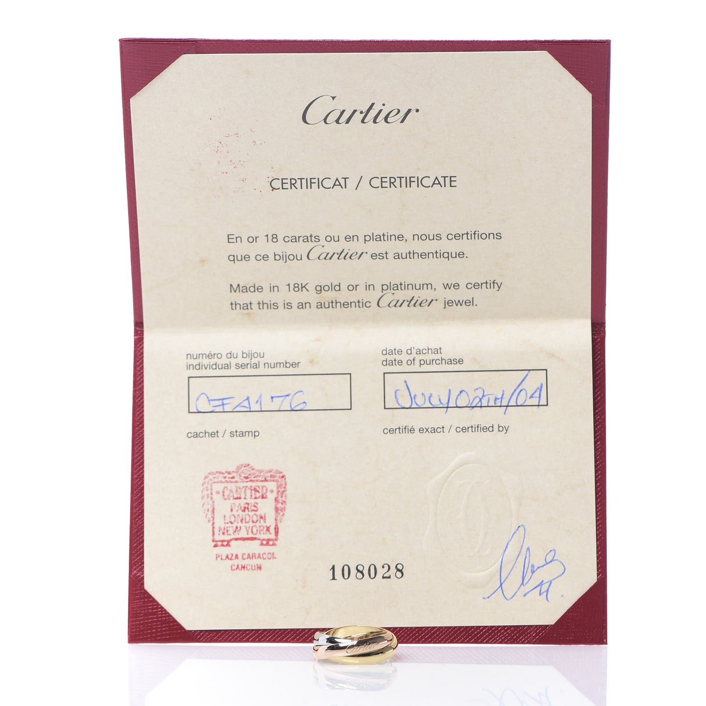 18K Pink Yellow White Gold Classic Trinity Ring 52 6