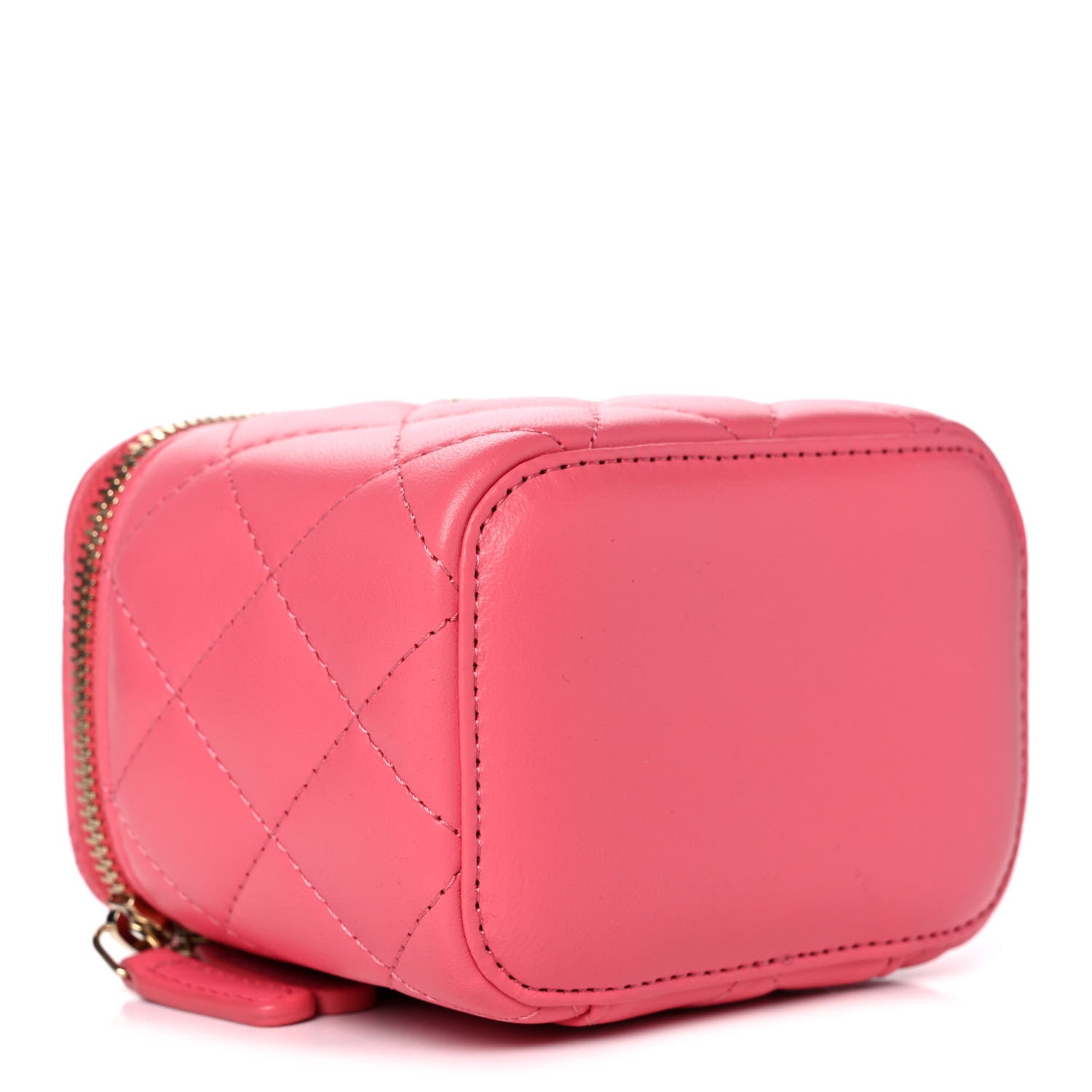 Chanel Lambskin Quilted Mini Vanity Case With Chain Dark Pink 4 of 11