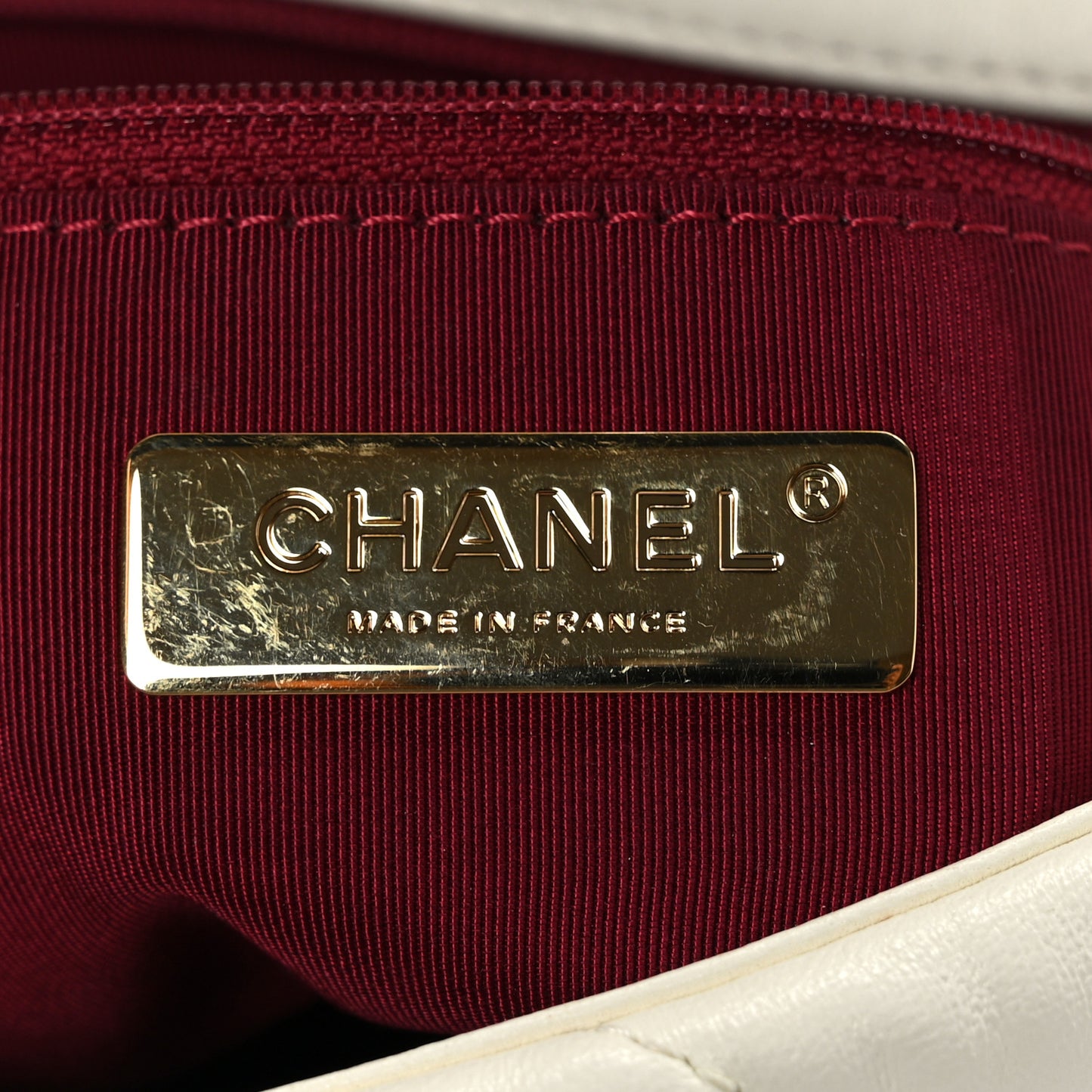 Goatskin Quilted Medium Chanel 19 Flap White