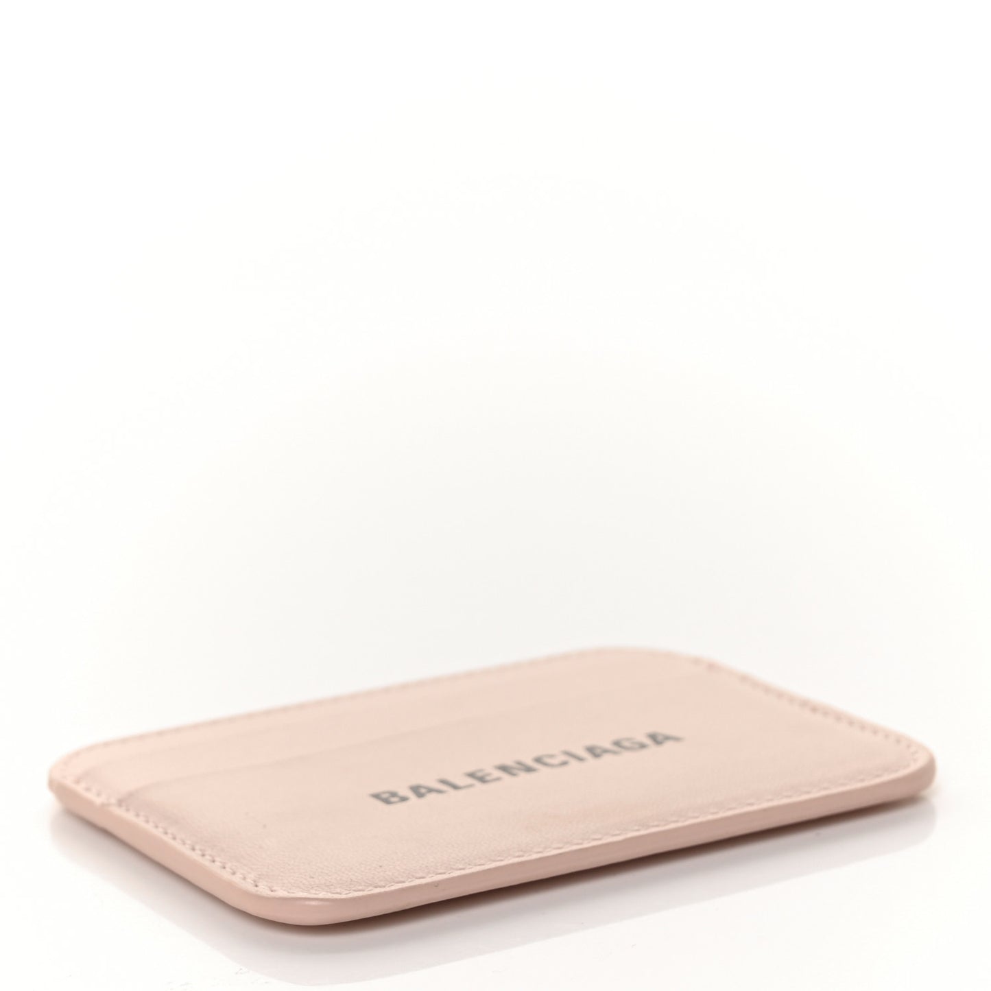 Flat Calfskin Logo Cash Rounded Card Holder Light Rose Black