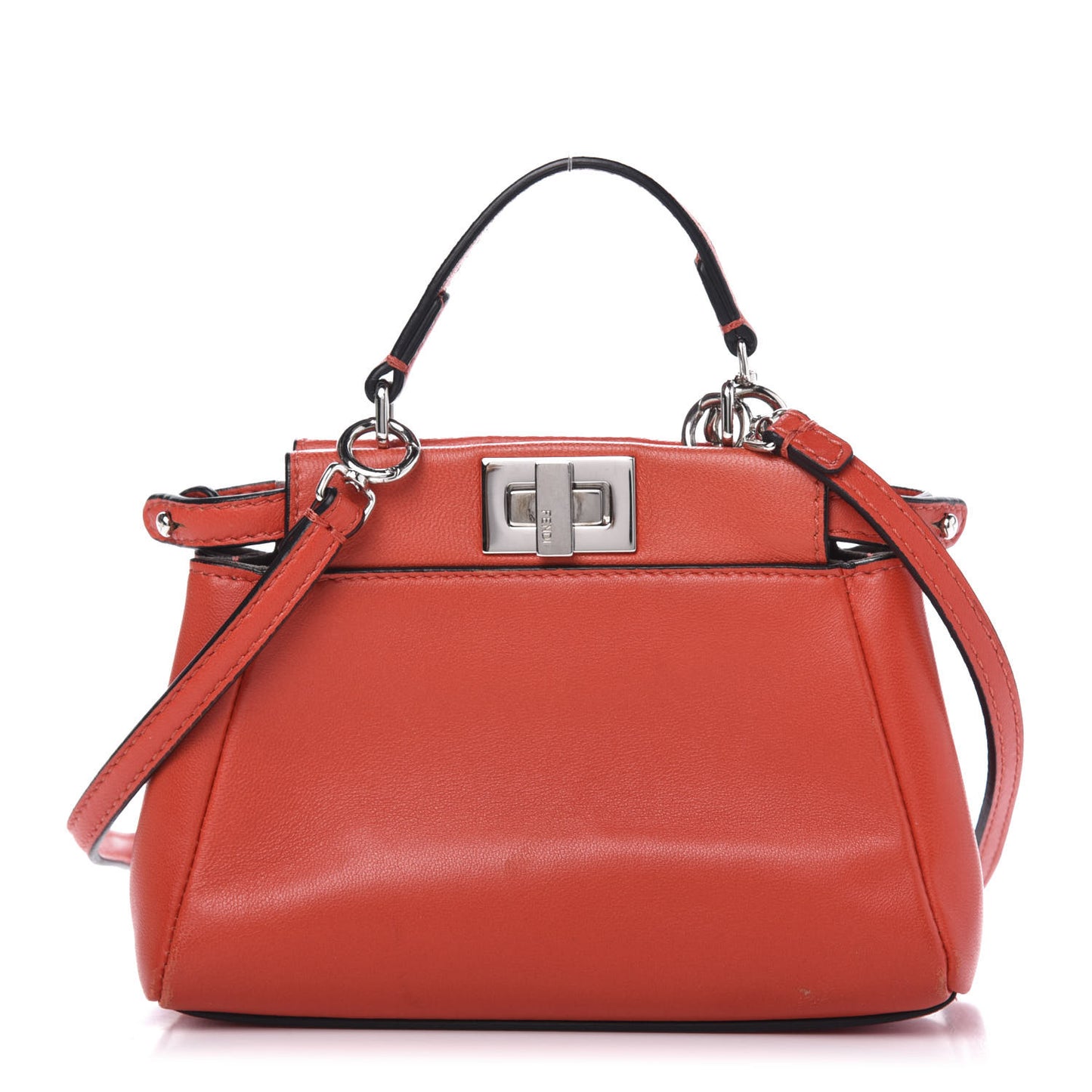 Shiny Nappa Micro Peekaboo Iconic Satchel Rosso Pimento