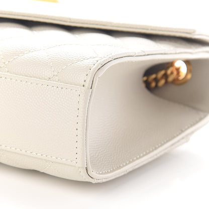 Saint Laurent Grain De Poudre Textured Mixed Matelasse Triquilt Small Monogram Satchel Crema Soft 8 of 8