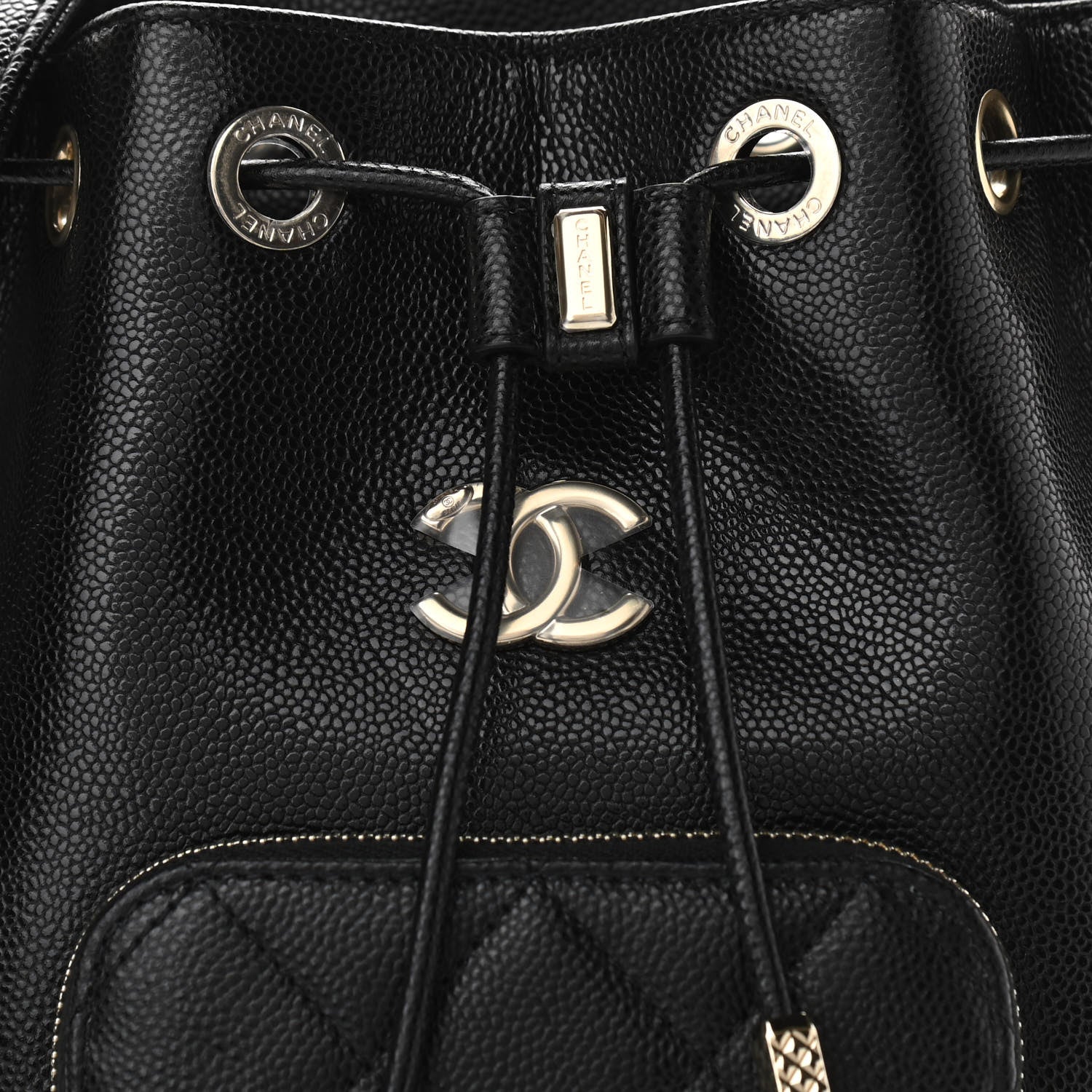Chanel Caviar Quilted CC Pocket Bucket Bag Black 8 of 11