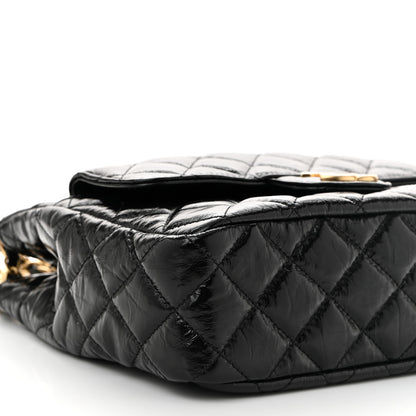 Chanel Shiny Crumpled Calfskin Quilted Wavy CC Hobo Black 9 of 11