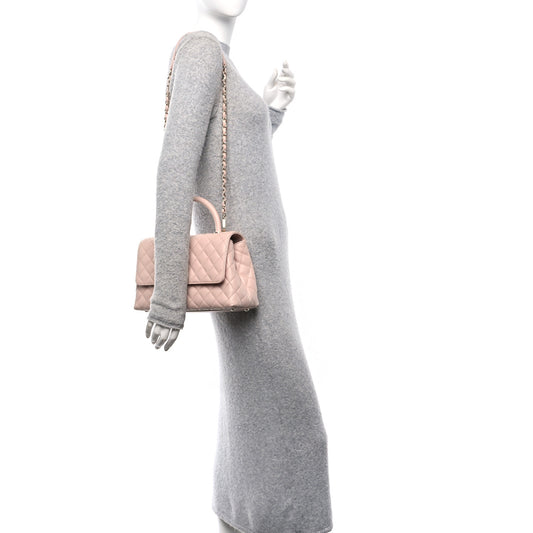 Caviar Quilted Small Coco Handle Flap Light Pink
