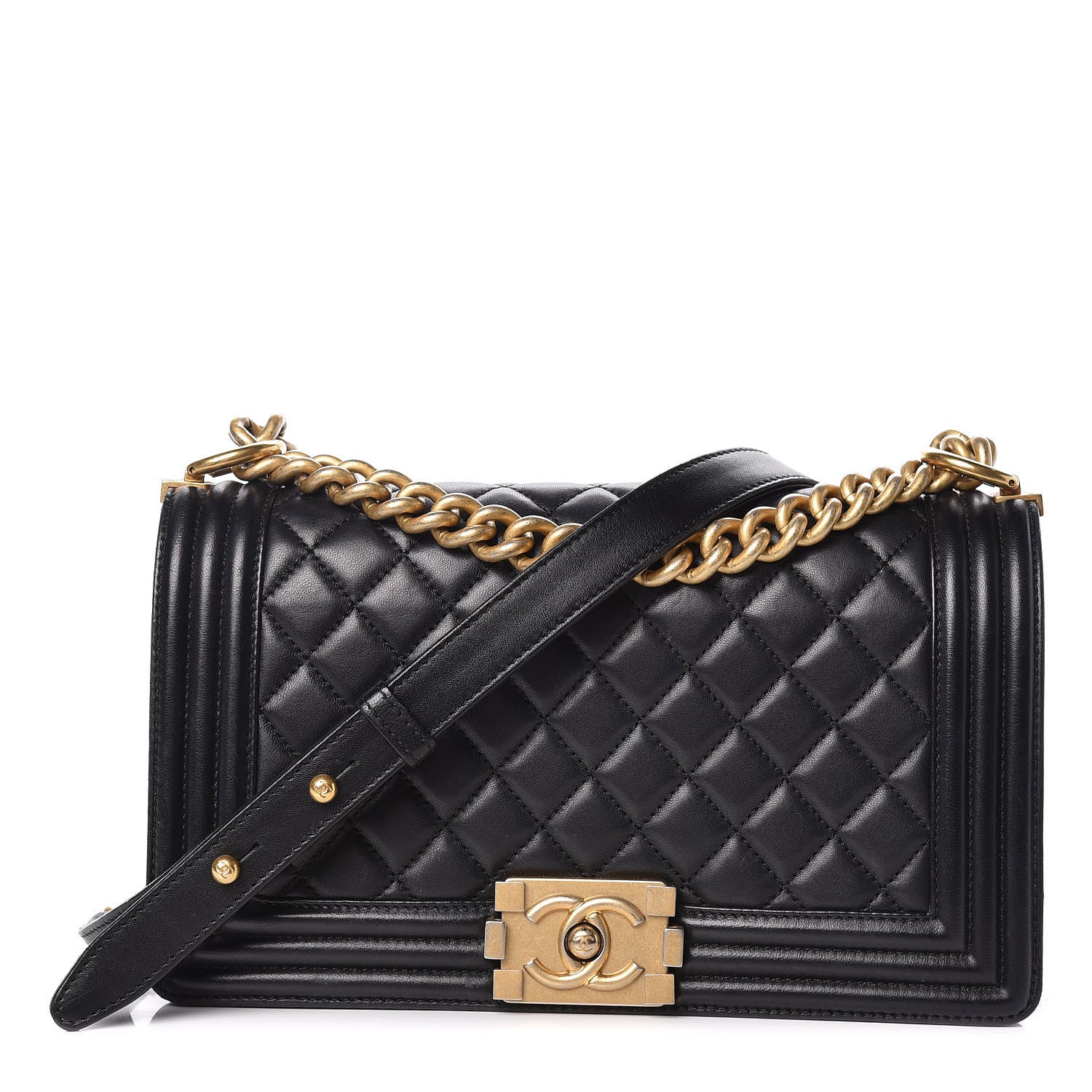 Chanel Lambskin Quilted Medium Boy Flap Black 1 of 14