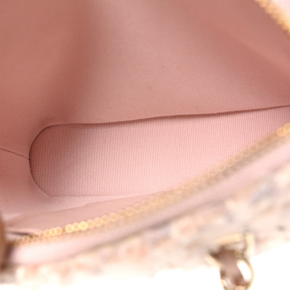 Chanel Cotton Wool Tweed Sequin Quilted Shiny Coco Clutch With Chain Light Pink Beige Ecru 5 of 11