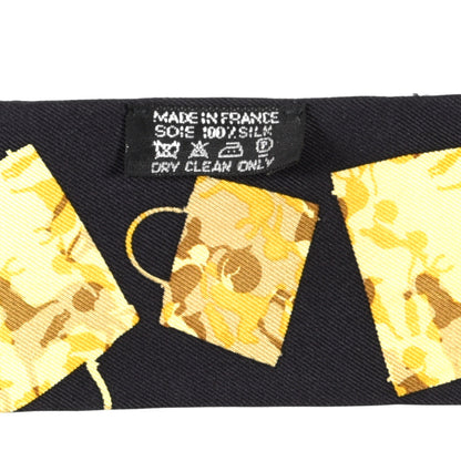 Hermes Silk Kelly En Caleche Twilly Black Jaune Citron 4 of 4