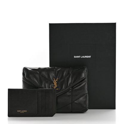 Saint Laurent Lambskin Monogram Loulou Puffer Pouch Clutch Black 9 of 9