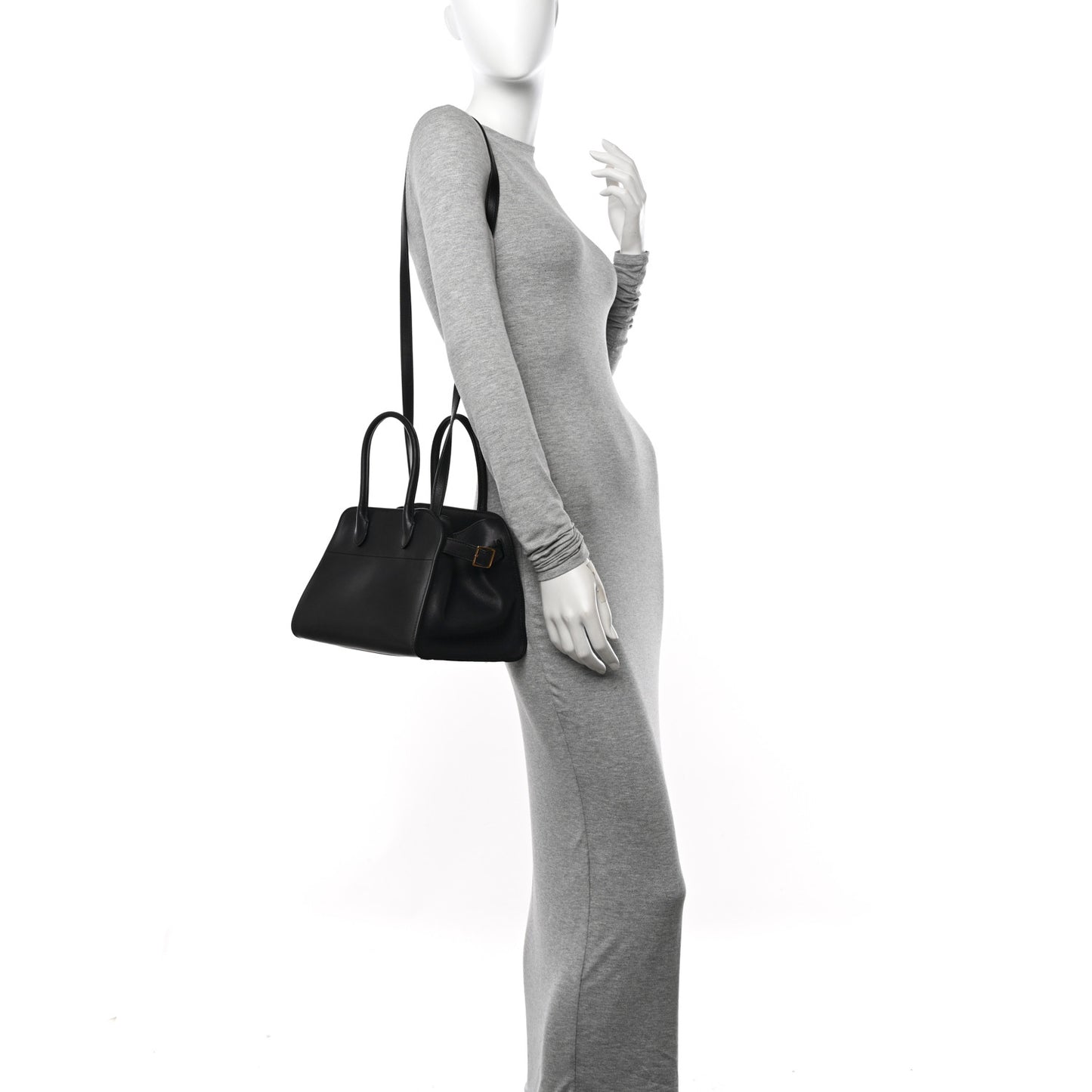 Polished Saddle Calfskin Soft Margaux 10 Bag Black