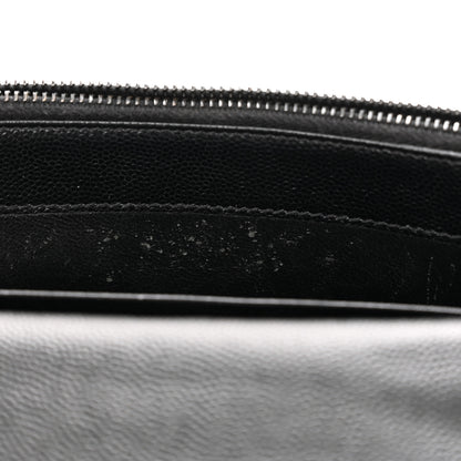 Saint Laurent Grain De Poudre Matelasse Chevron Monogram Monochrome Envelope Chain Wallet Black 10 of 11