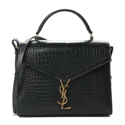 Saint Laurent Calfskin Crocodile Embossed Medium Classic Monogram Cassandra Top Handle Green 1 of 11